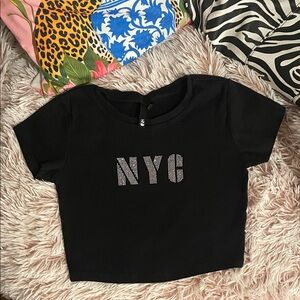 Black Garage NYC gem cropped baby tee 🗽✨